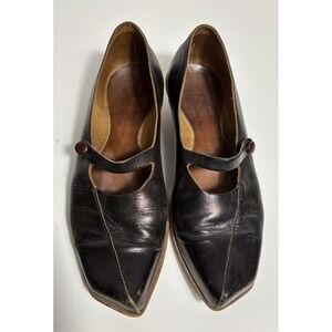 Cydwoq Mary Jane Kitten Heel Brown Leather Shoes Art To Wear Size 37/7 Handmade